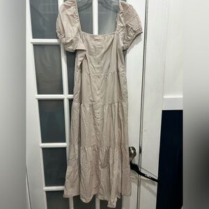 NEW! Time and Tru Beige Tan Peasant Tiered Maxi Dress Cream Maxi Dress Sz Large